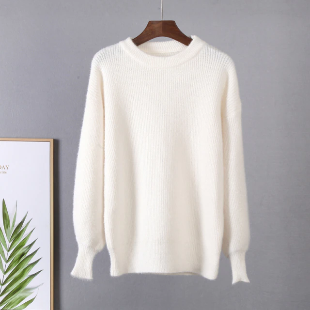 Women's Oversized Crew Neck Knit Sweater Soft Relaxed Fit