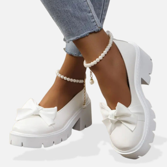 Women's Platform Loafers with Bow and Lug Sole