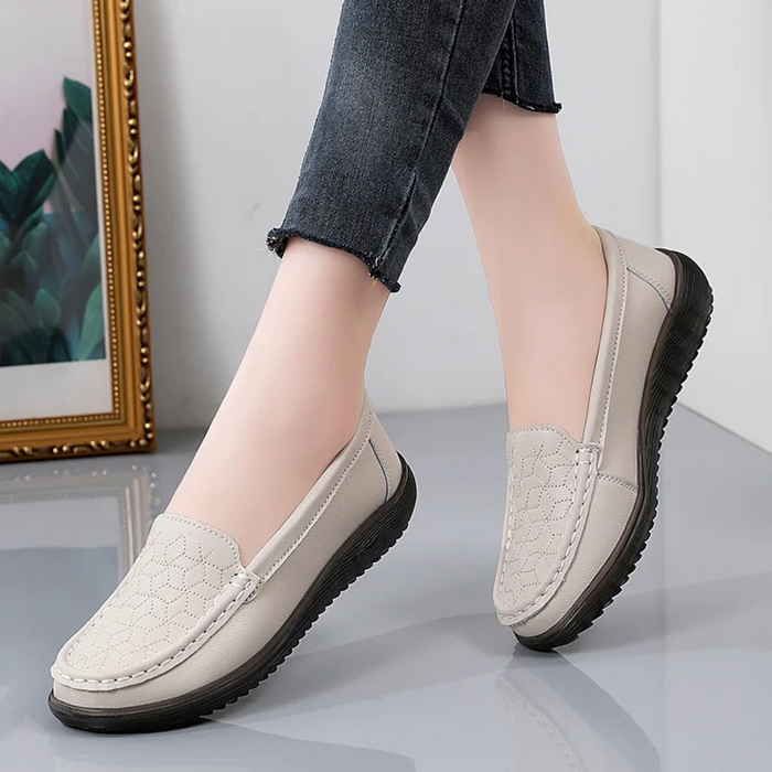 Women's Platform Slip-On Loafers with Embossed Pattern