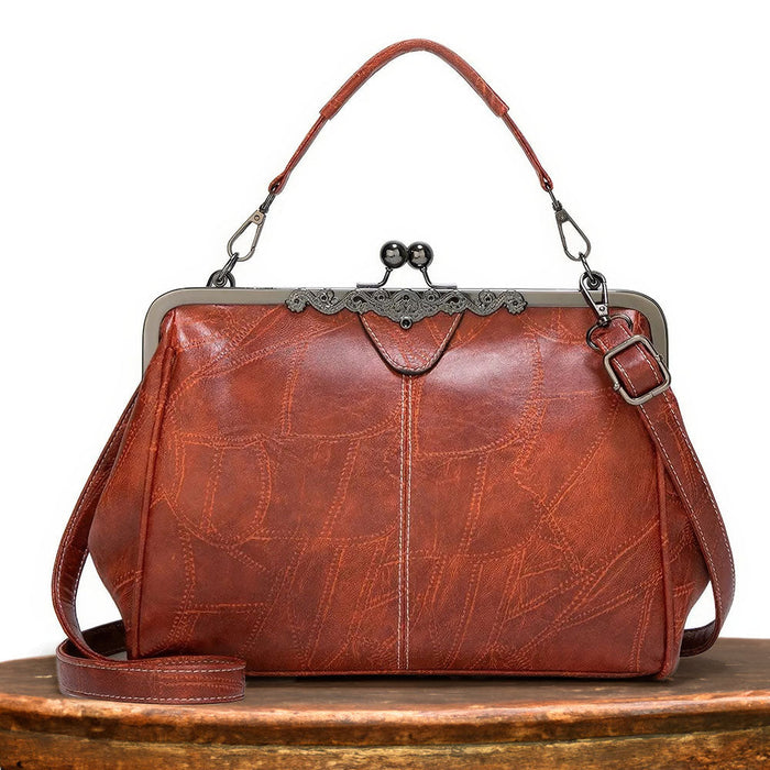 Women's Vintage Frame Handbag with Kiss Lock Clasp