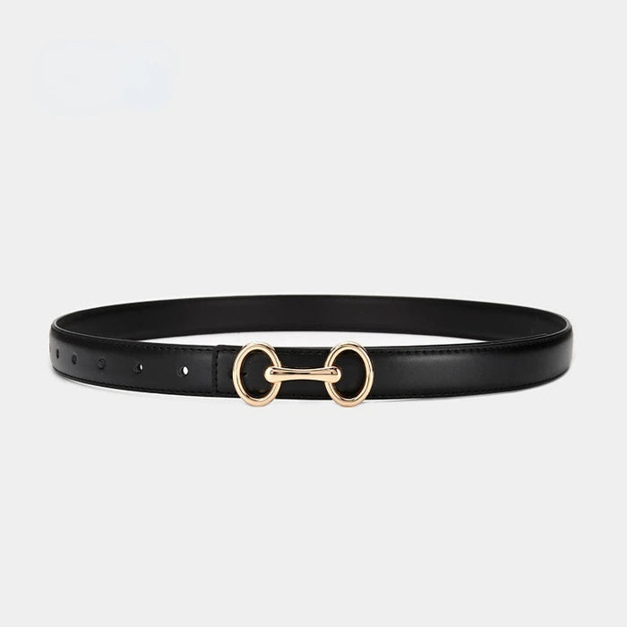 Women's Leather Belt with Horseshoe Buckle Detail