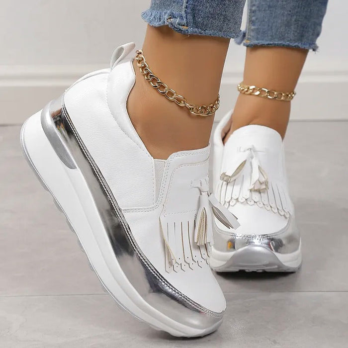 Women's Platform Loafers with Tassel and Fringe Detail