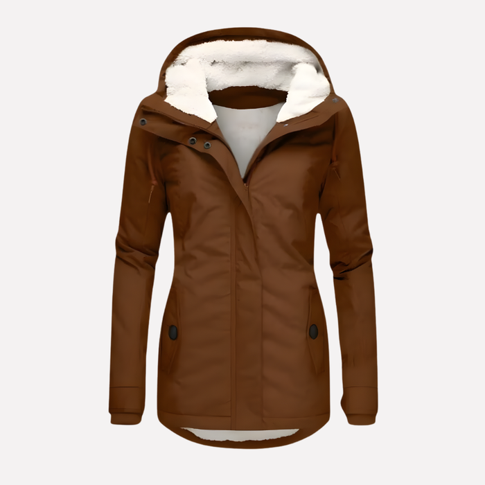 Women's Hooded Winter Jacket with Sherpa Lining