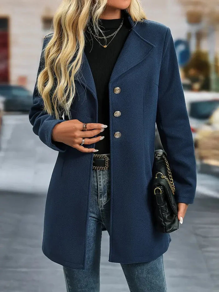 Women's Notched Lapel Blazer Coat with Button Front