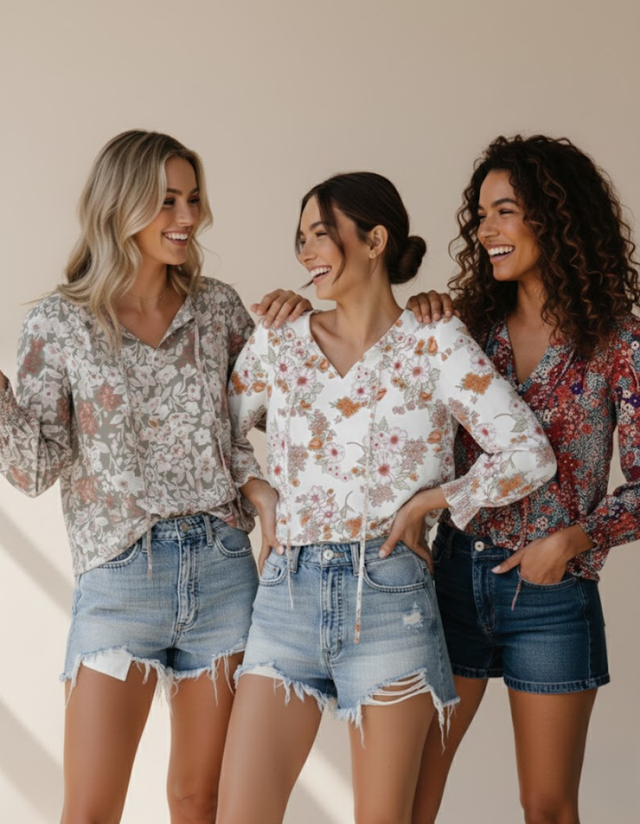 Jessie | Long Sleeve Floral Blouse with V-Neck