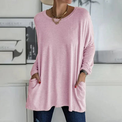 Women's Oversized V-Neck Tunic with Side Pockets
