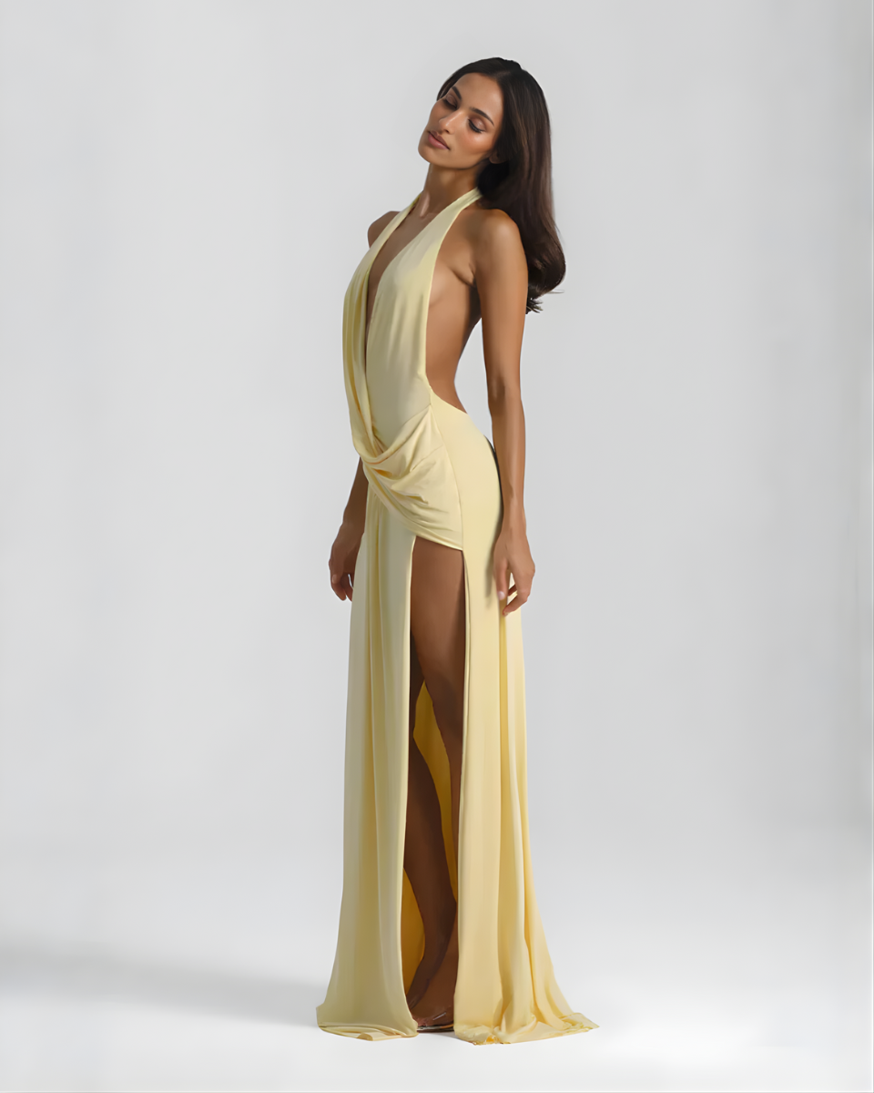 Mila | Halter Neck Backless Maxi Dress