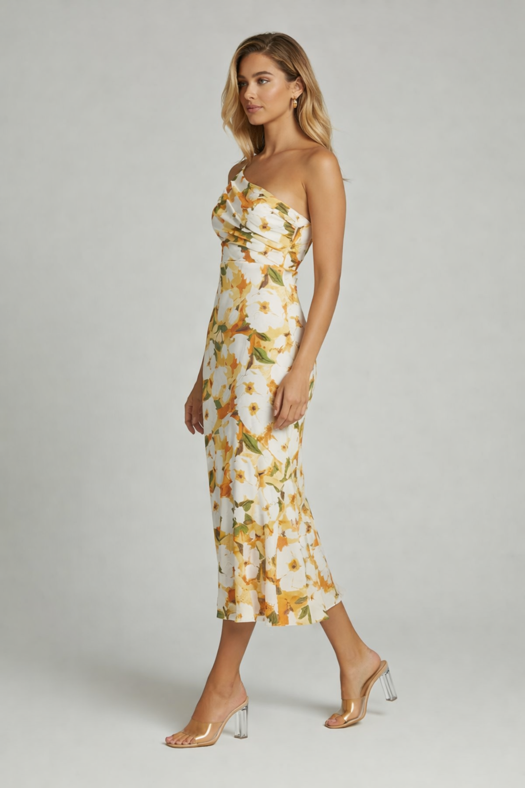 Livia | One-Shoulder Floral Midi Dress