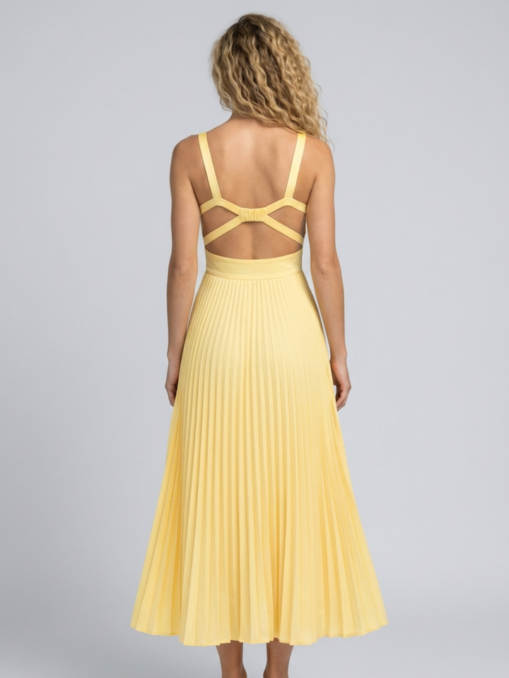Aby | Pleated V-Neck Maxi Dress