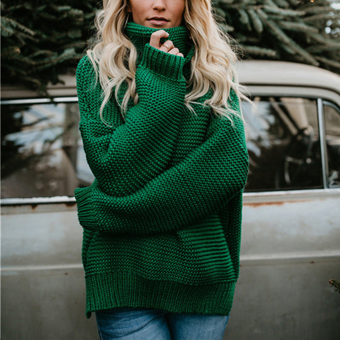 Women's Chunky Knit Turtleneck Sweater Relaxed Fit