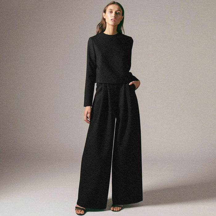 Women's Two-Piece Palazzo Set with Long Sleeve Top