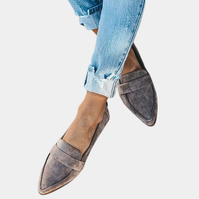 Women's Pointed Toe Slip-On Loafers with Cross Strap