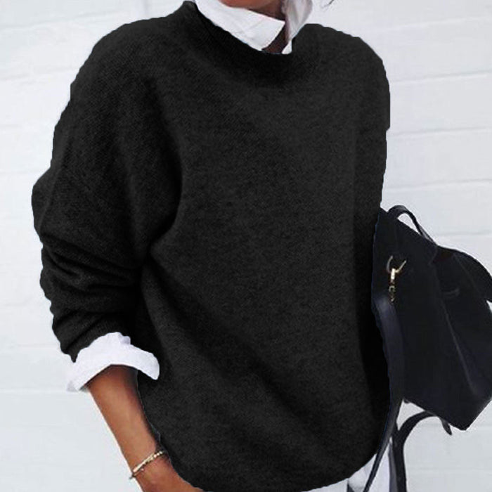 Women's Crew Neck Pullover Sweater Relaxed Fit