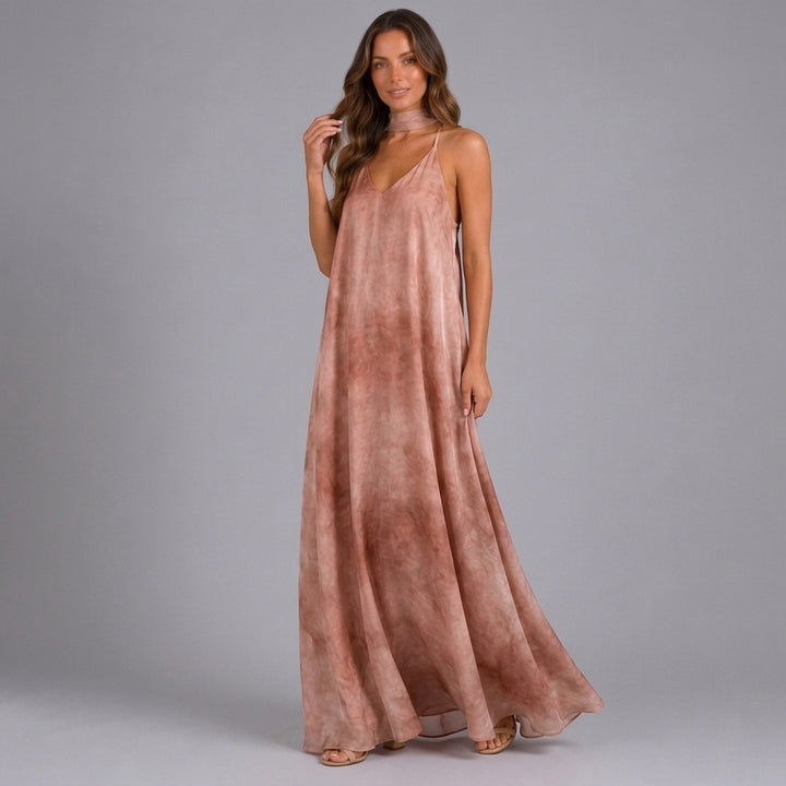 Lila | Printed V-Neck Sleeveless Maxi Dress