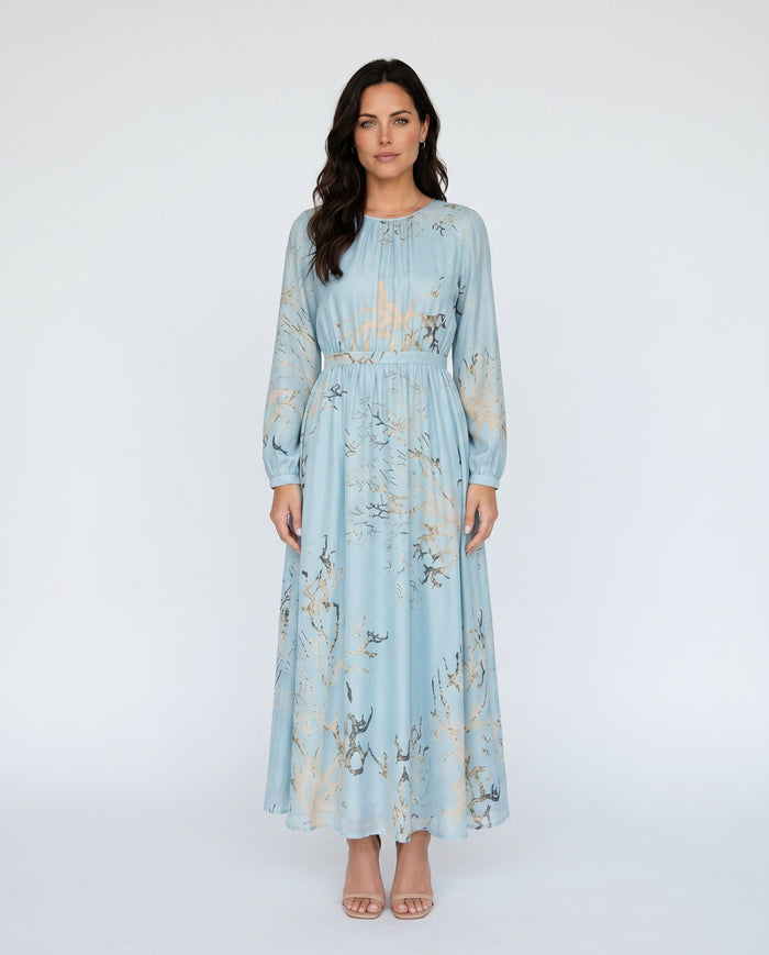 Saskia | Abstract Print Satin-Look Maxi Dress