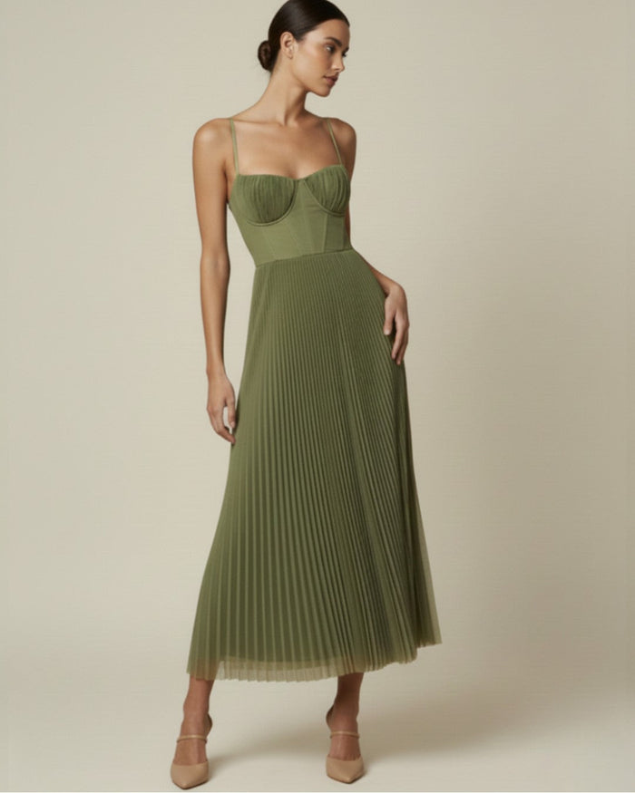 Isabella | Pleated Tulle Midi Dress