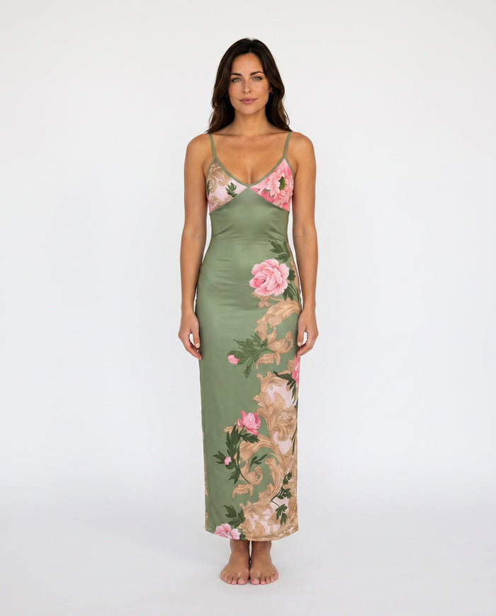 Coralie | Floral Satin-Look Slip Maxi Dress