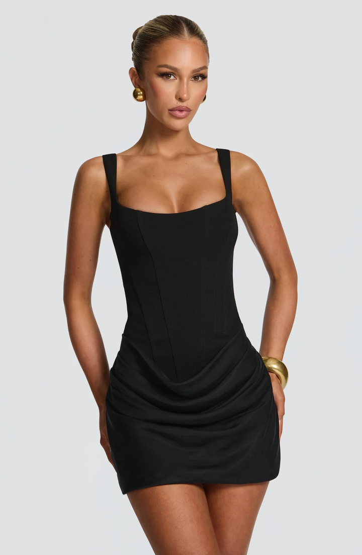 Maribel | Mini Dress with Draped Skirt