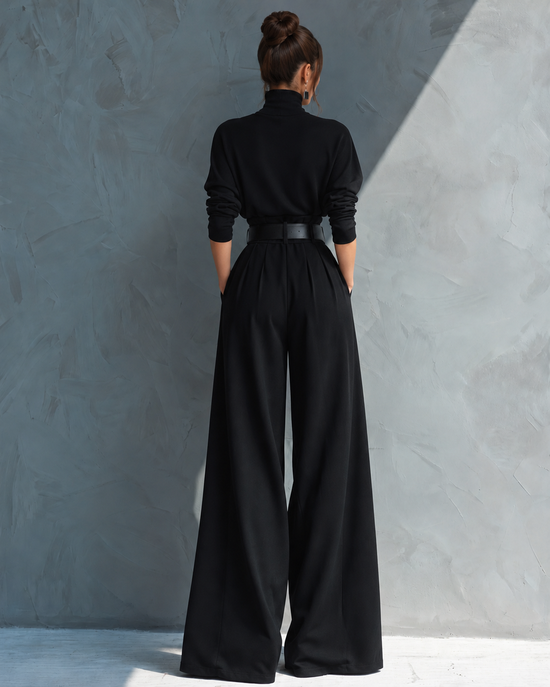 Melva | Turtleneck Wide-Leg Knit Jumpsuit