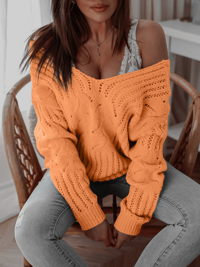Women's Off-Shoulder Cable Knit Oversized Sweater