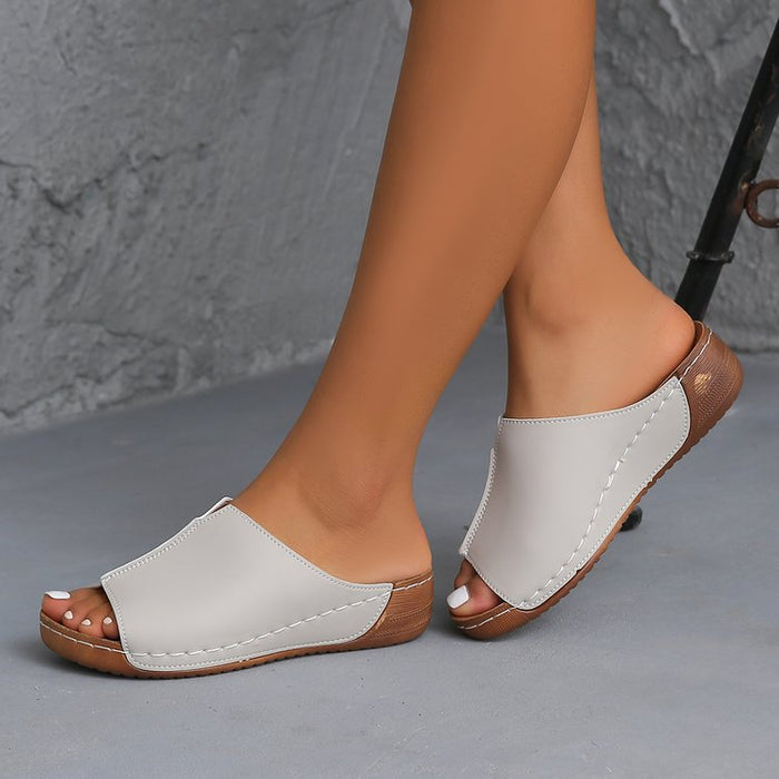 Women's Platform Mules Open Toe Cushioned Footbed Slip-On