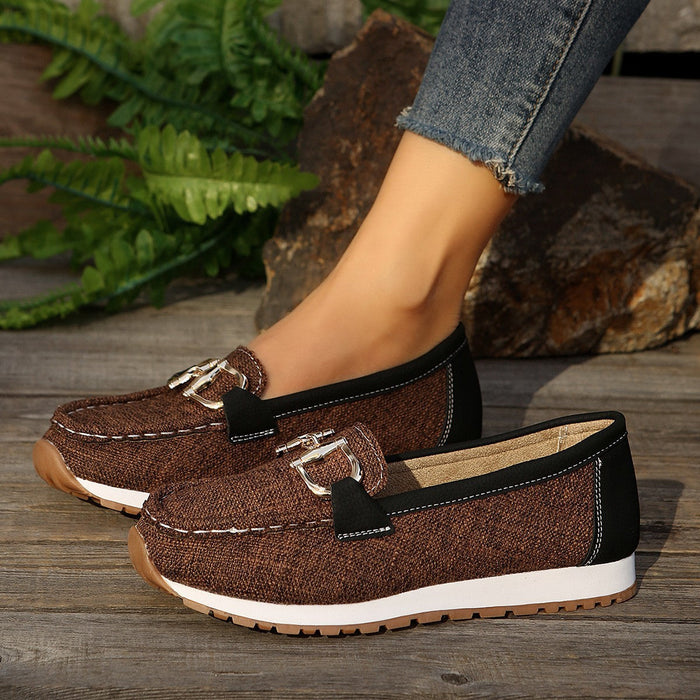 Women's Slip-On Loafers with Cushioned Insole and Buckle