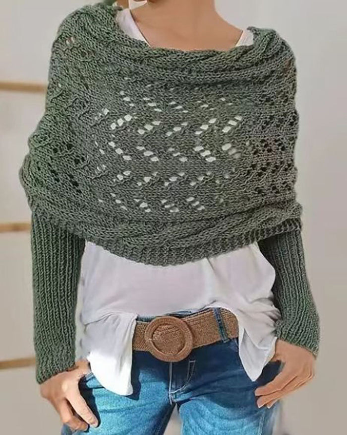 Women's Open-Knit Shrug with Long Sleeves