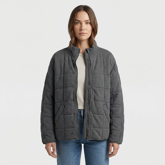 Women's Oversized Quilted Jacket with Zip Front