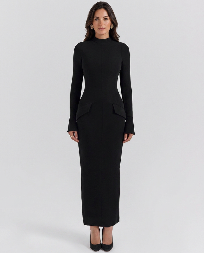 Mallory | Turtleneck Maxi Dress with Structured Waist