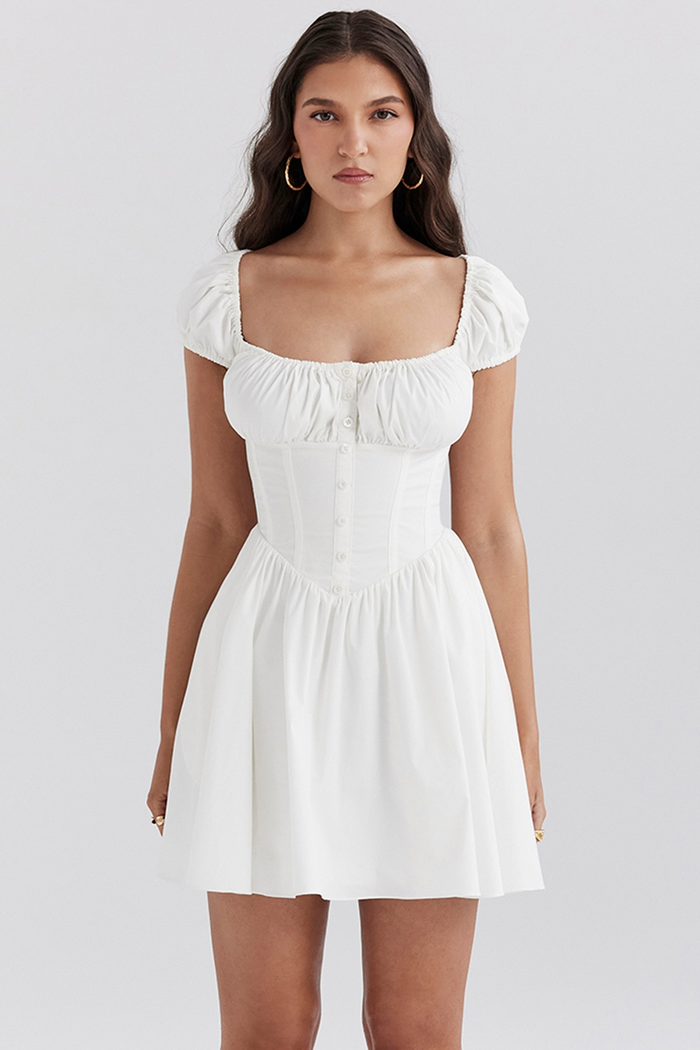 Ursula | Gathered Cotton Mini Dress