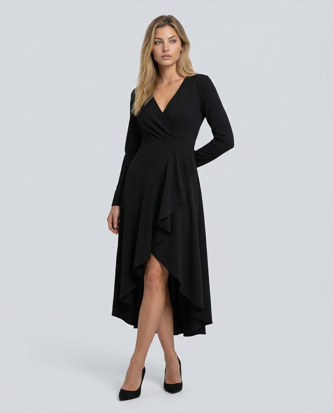 Charlotte | Wrap Midi Dress with Long Sleeves