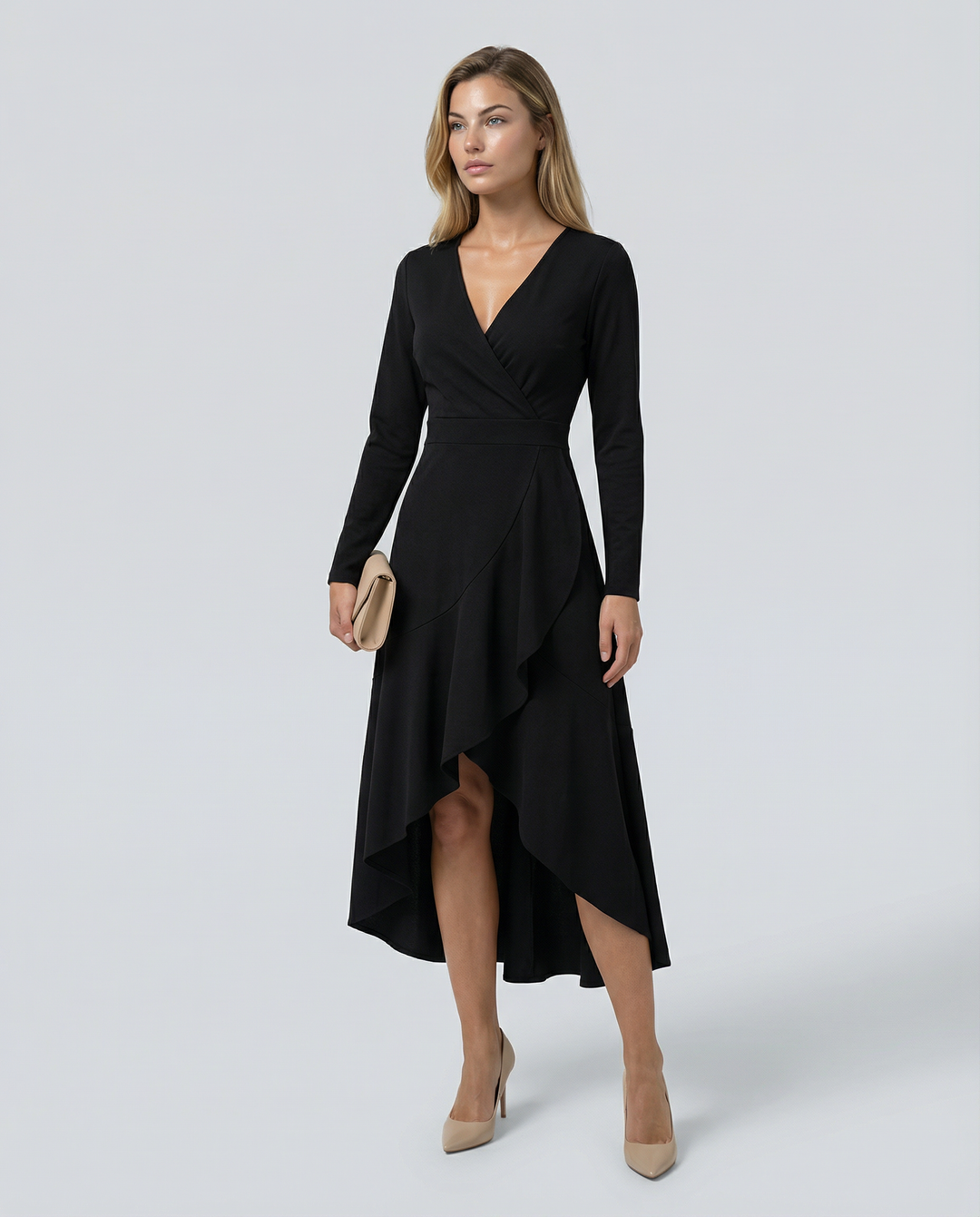 Charlotte | Wrap Midi Dress with Long Sleeves