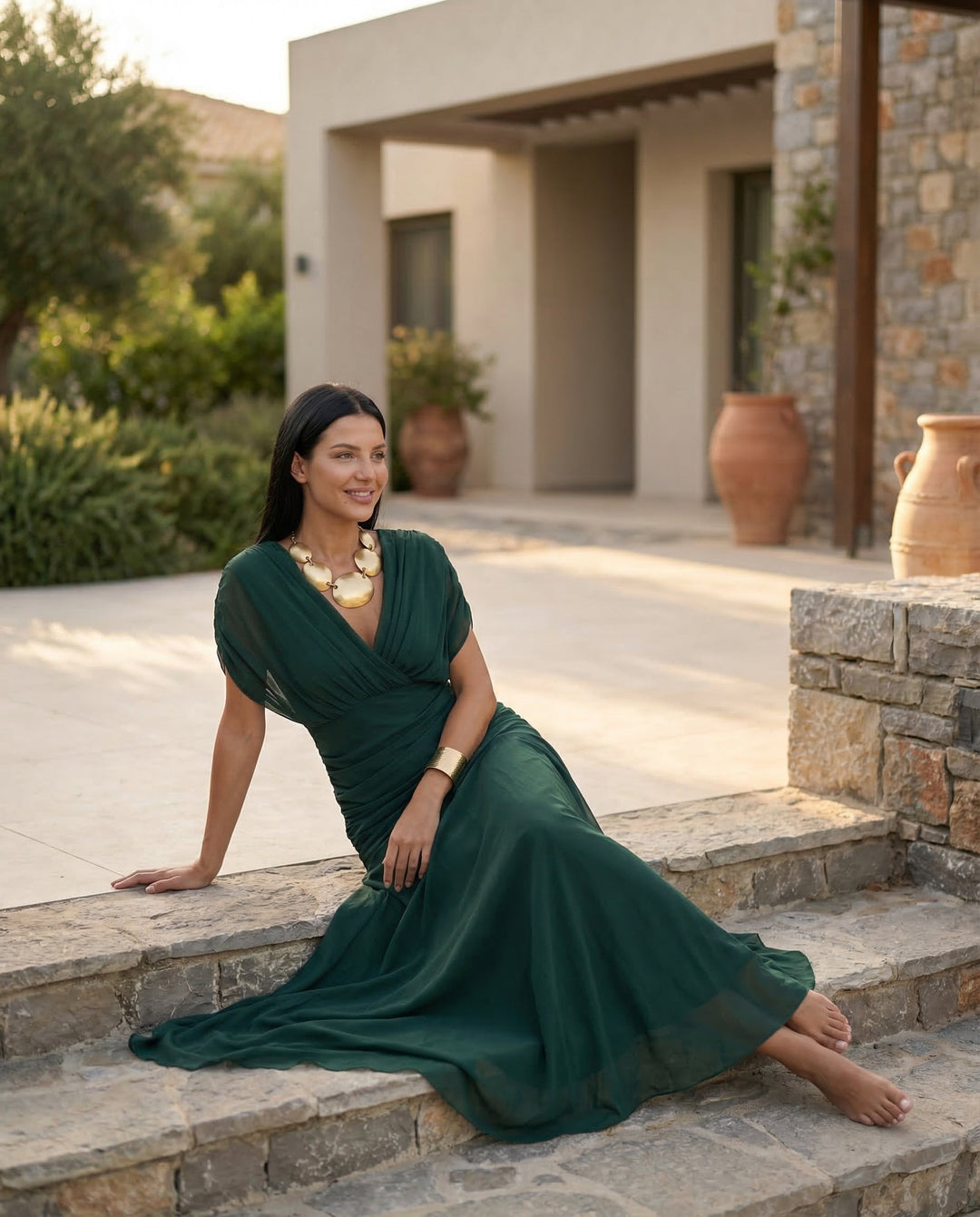 Eloria | Maxi Dress with Draped V-Neck
