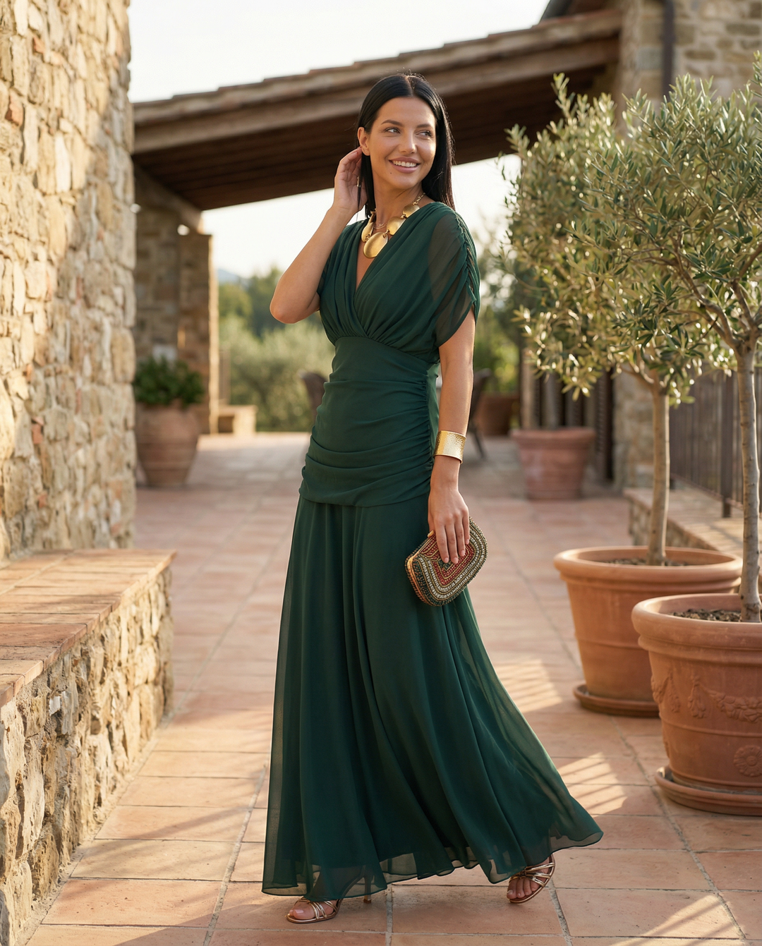 Eloria | Maxi Dress with Draped V-Neck