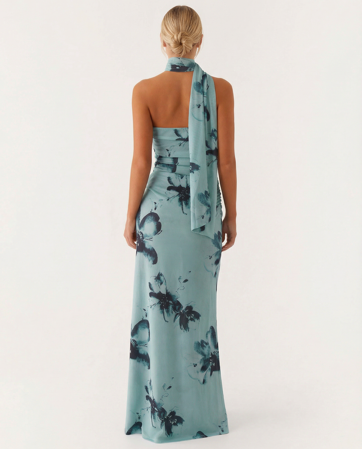 Lindsay | Maxi Dress with One-Shoulder Scarf Neckline