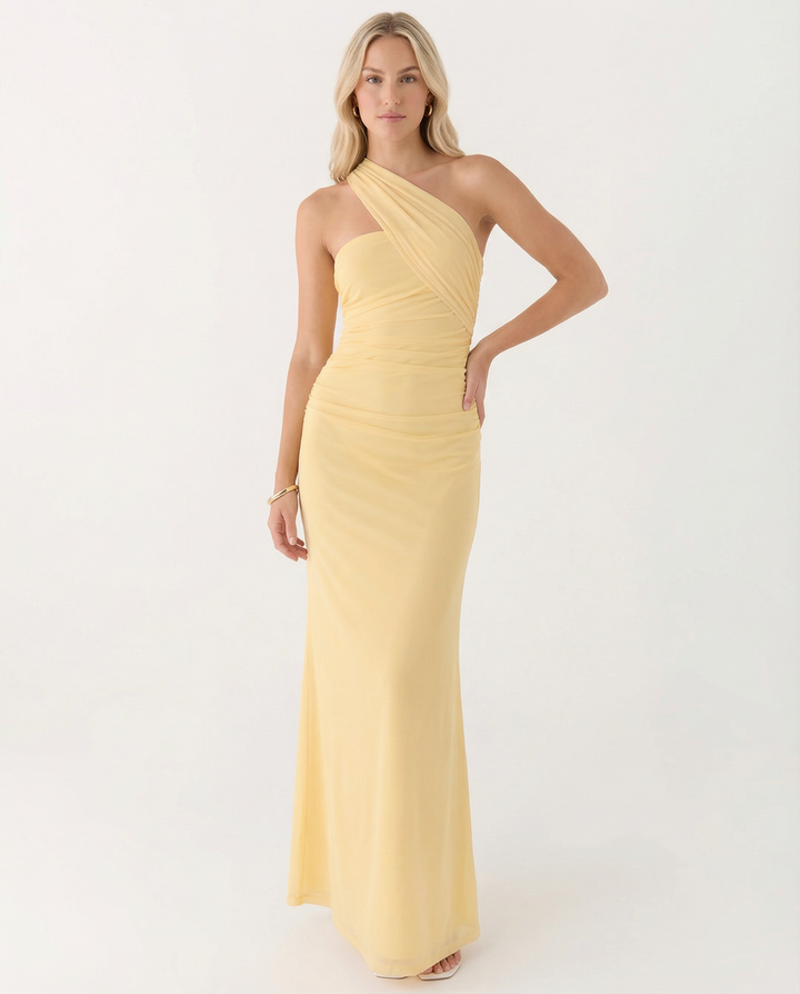 Lindsay | Maxi Dress with One-Shoulder Scarf Neckline
