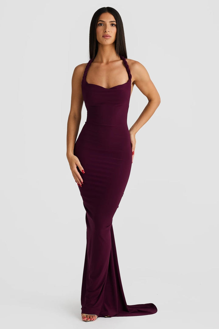 Linda | Maxi Dress with Asymmetric Neckline and Backless Detail