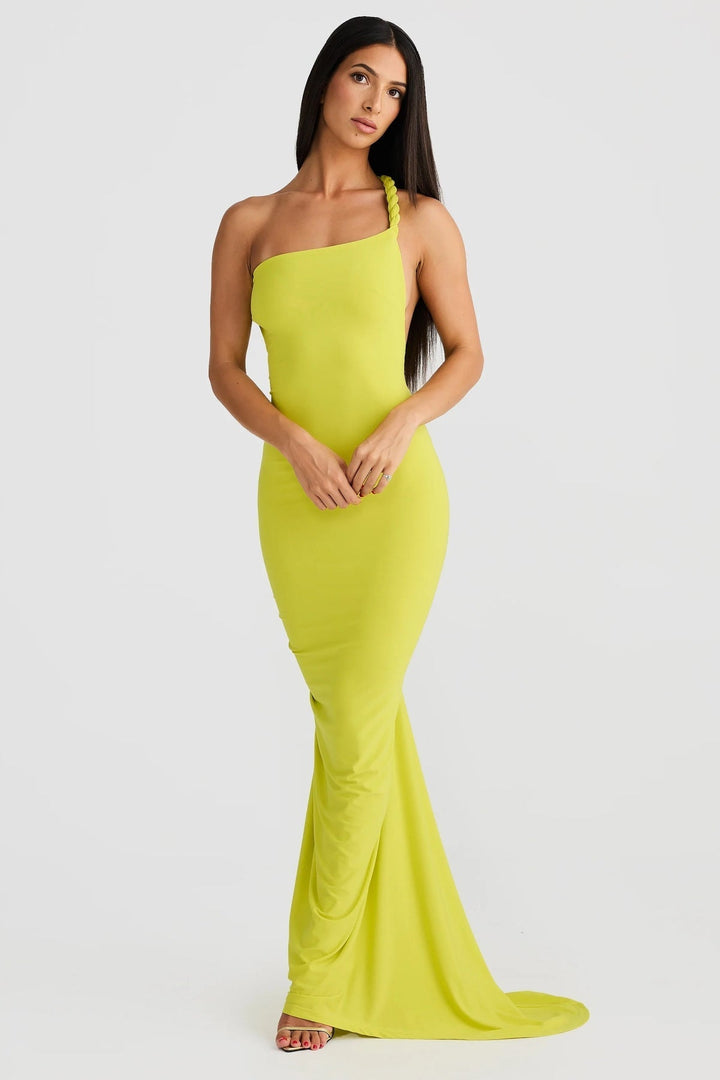 Linda | Maxi Dress with Asymmetric Neckline and Backless Detail