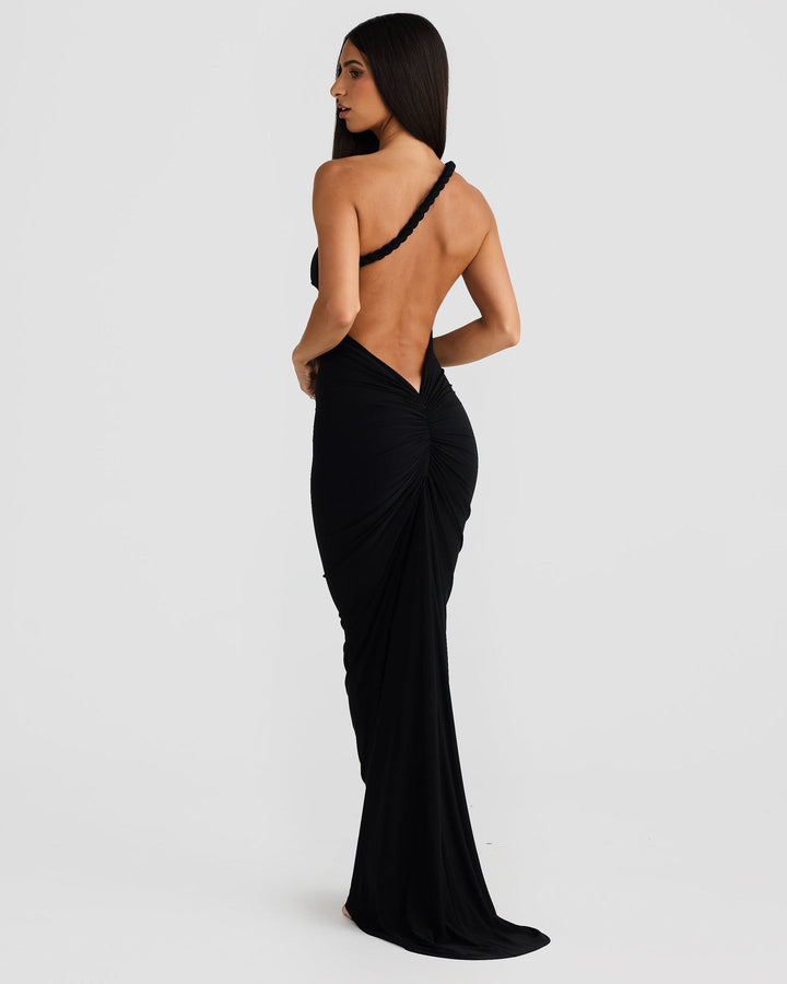 Linda | Maxi Dress with Asymmetric Neckline and Backless Detail