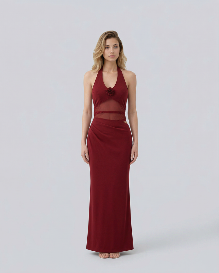 Elira | Maxi Dress with Mesh Waist Panel