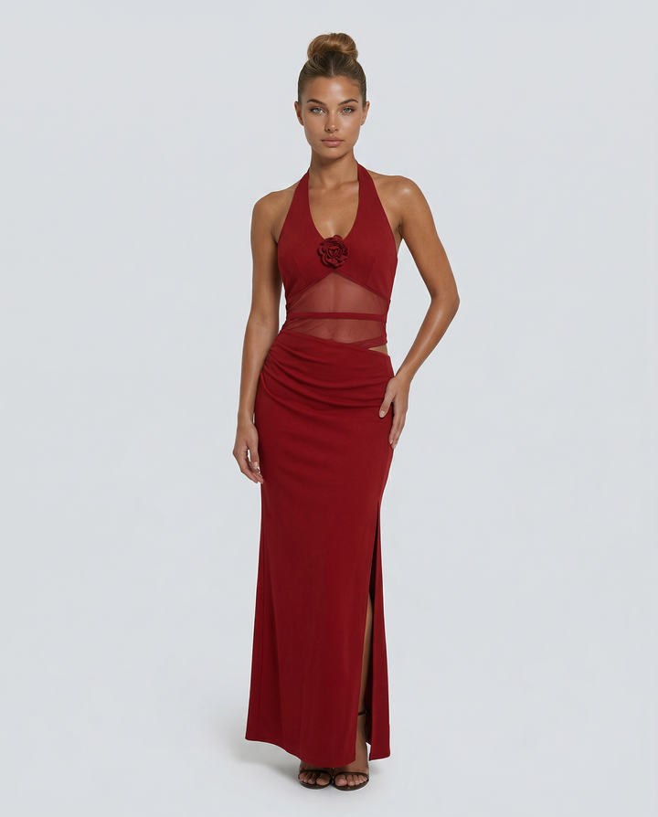 Elira | Maxi Dress with Mesh Waist Panel