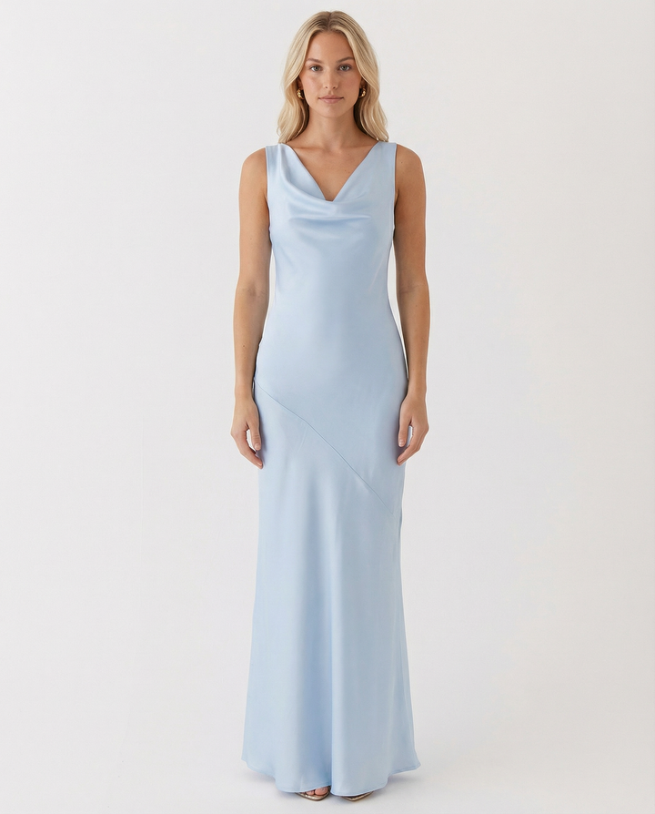 Muriel | Maxi Dress with Cowl Neck and Open Back
