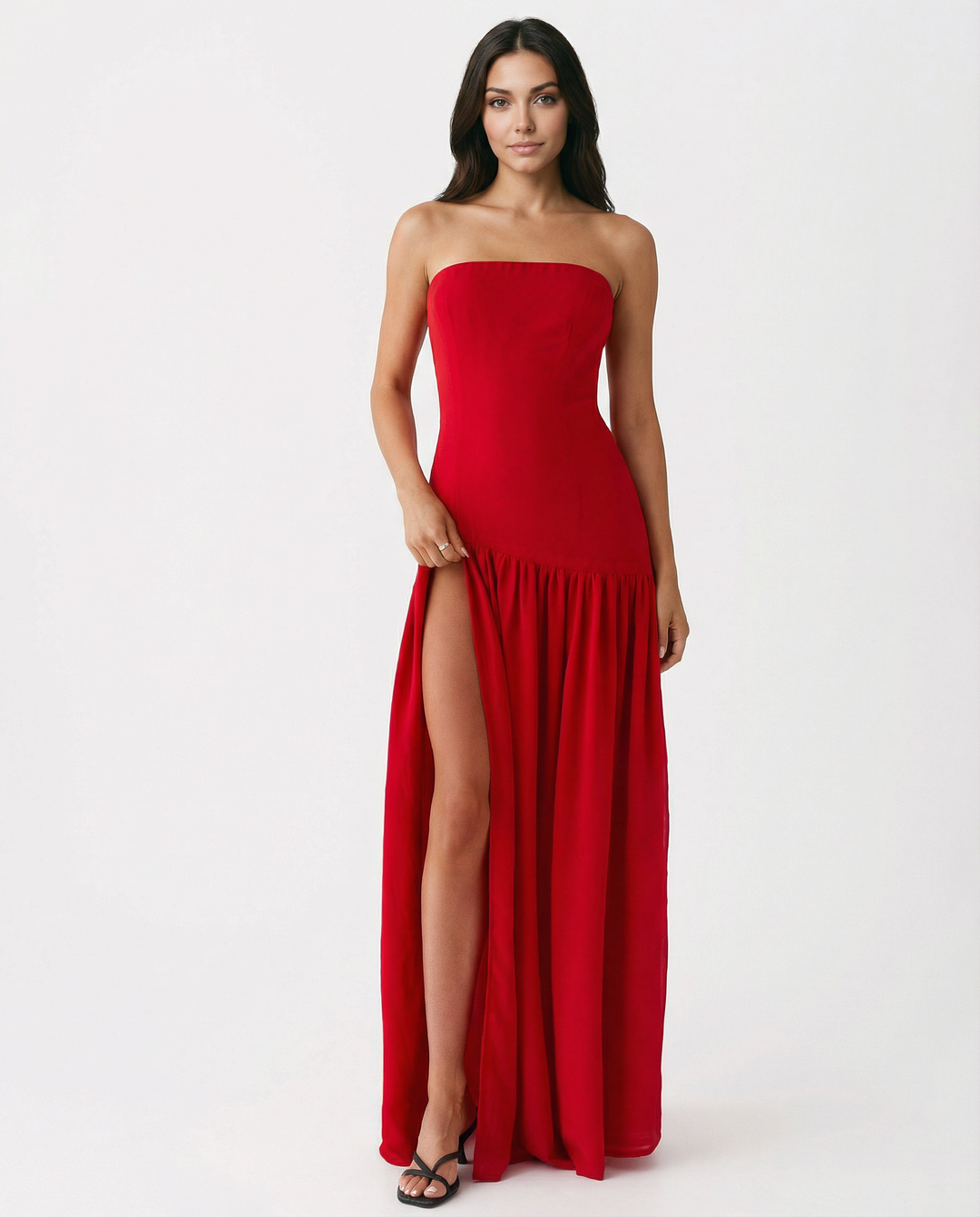 Polly | Strapless Maxi Dress with Side Slit