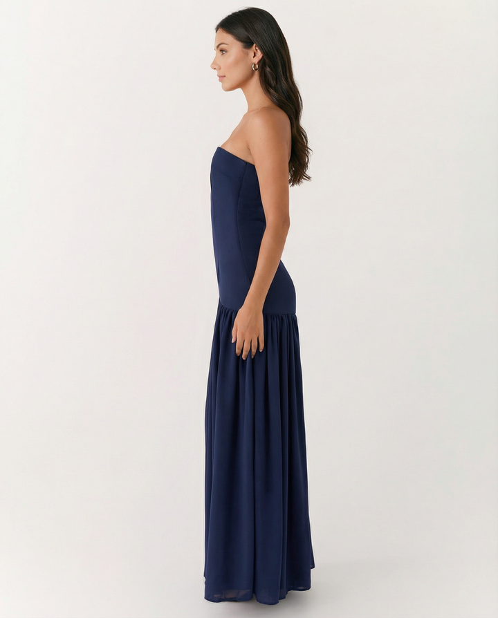 Polly | Strapless Maxi Dress with Side Slit