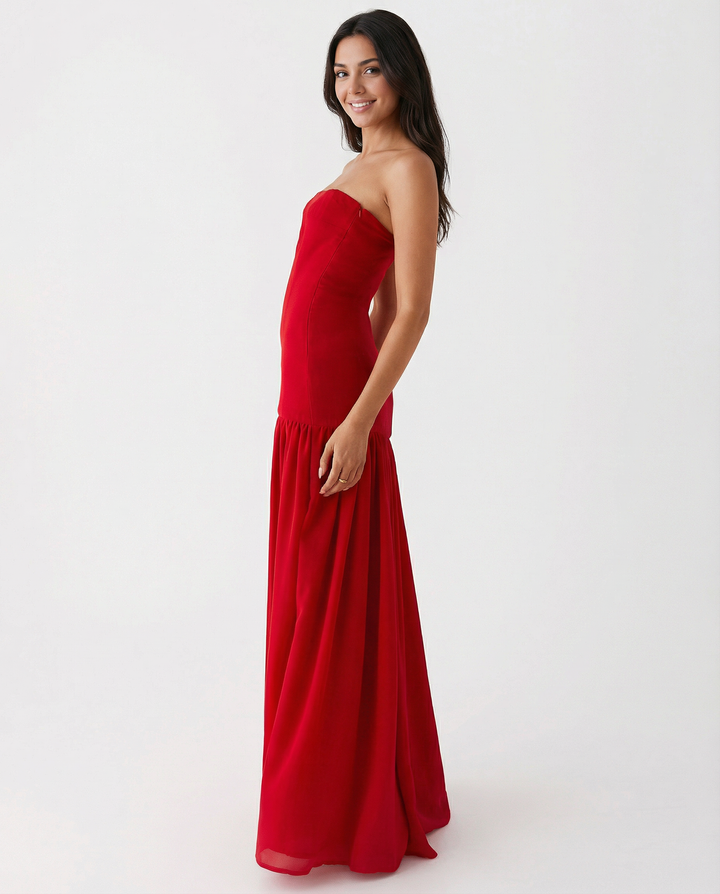 Polly | Strapless Maxi Dress with Side Slit