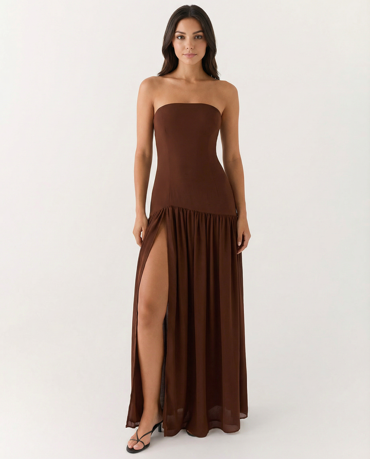 Polly | Strapless Maxi Dress with Side Slit