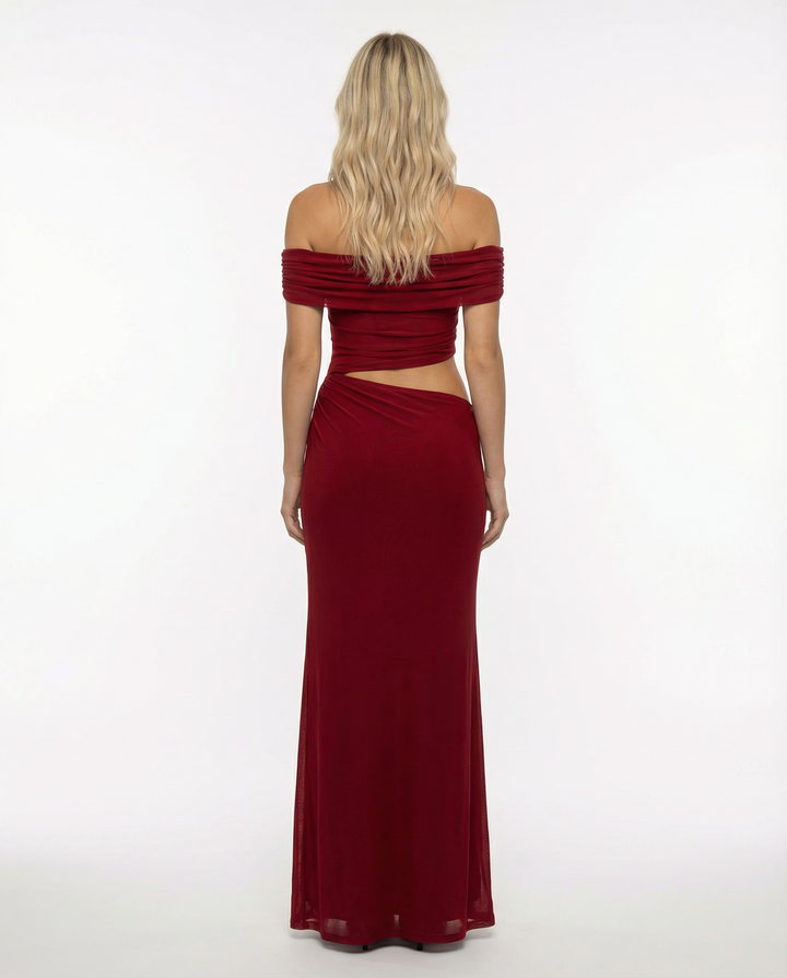 Bertie | Off Shoulder Maxi Dress with Side Cut-Outs