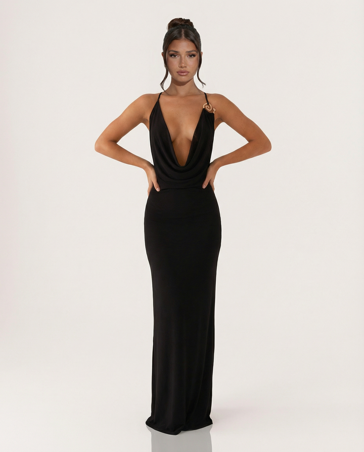 Sherri | Maxi Dress with Cowl Neck and Open Back