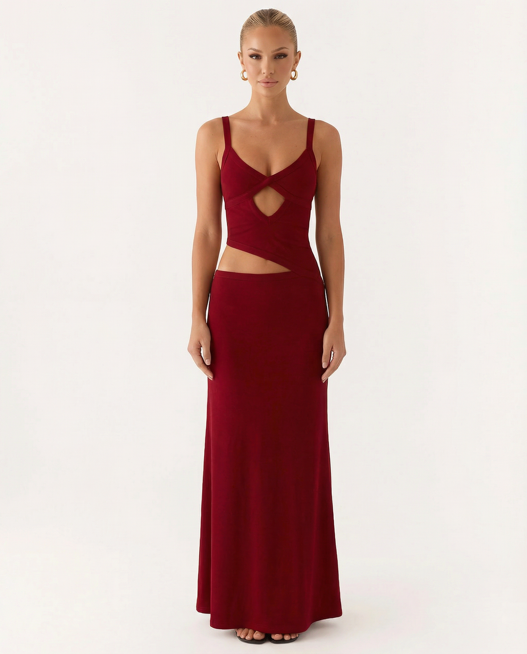 Erica | Bodycon Maxi Dress with Ruched Cut-Out Detail