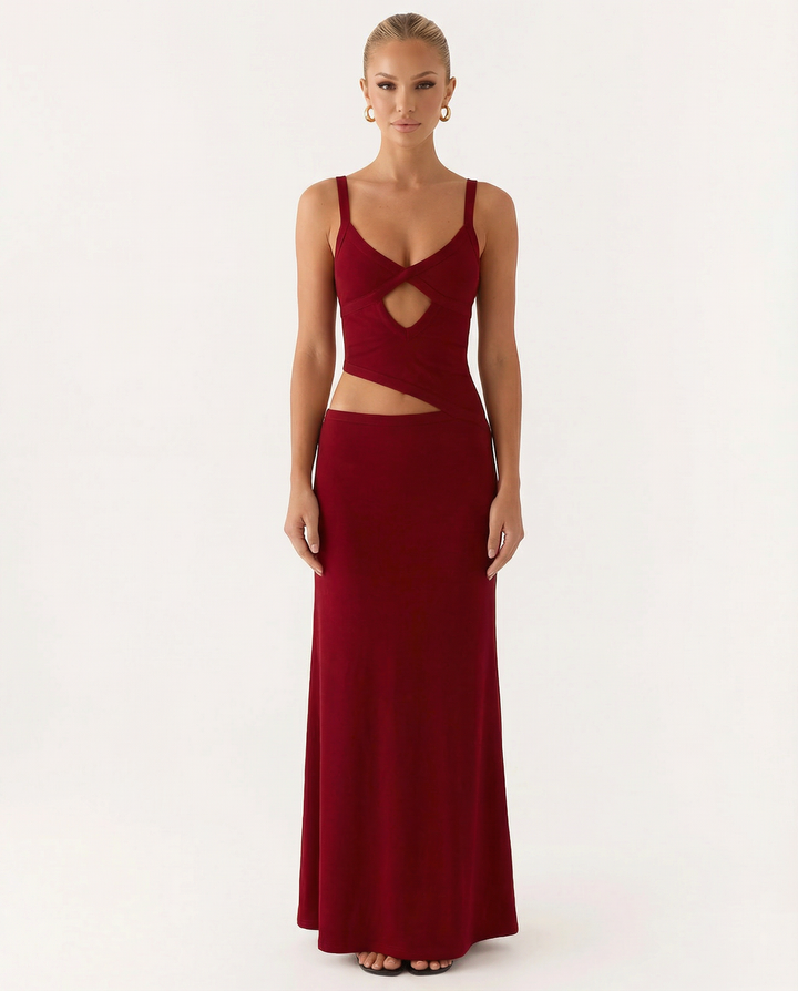 Erica | Bodycon Maxi Dress with Ruched Cut-Out Detail
